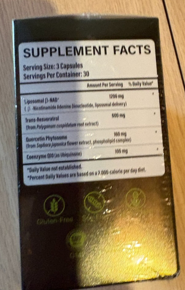 VCBIRD Liposomal NAD+ & Trans-Resveratrol 90caps 1200mg Gluten-Free 2 pk 10/27
