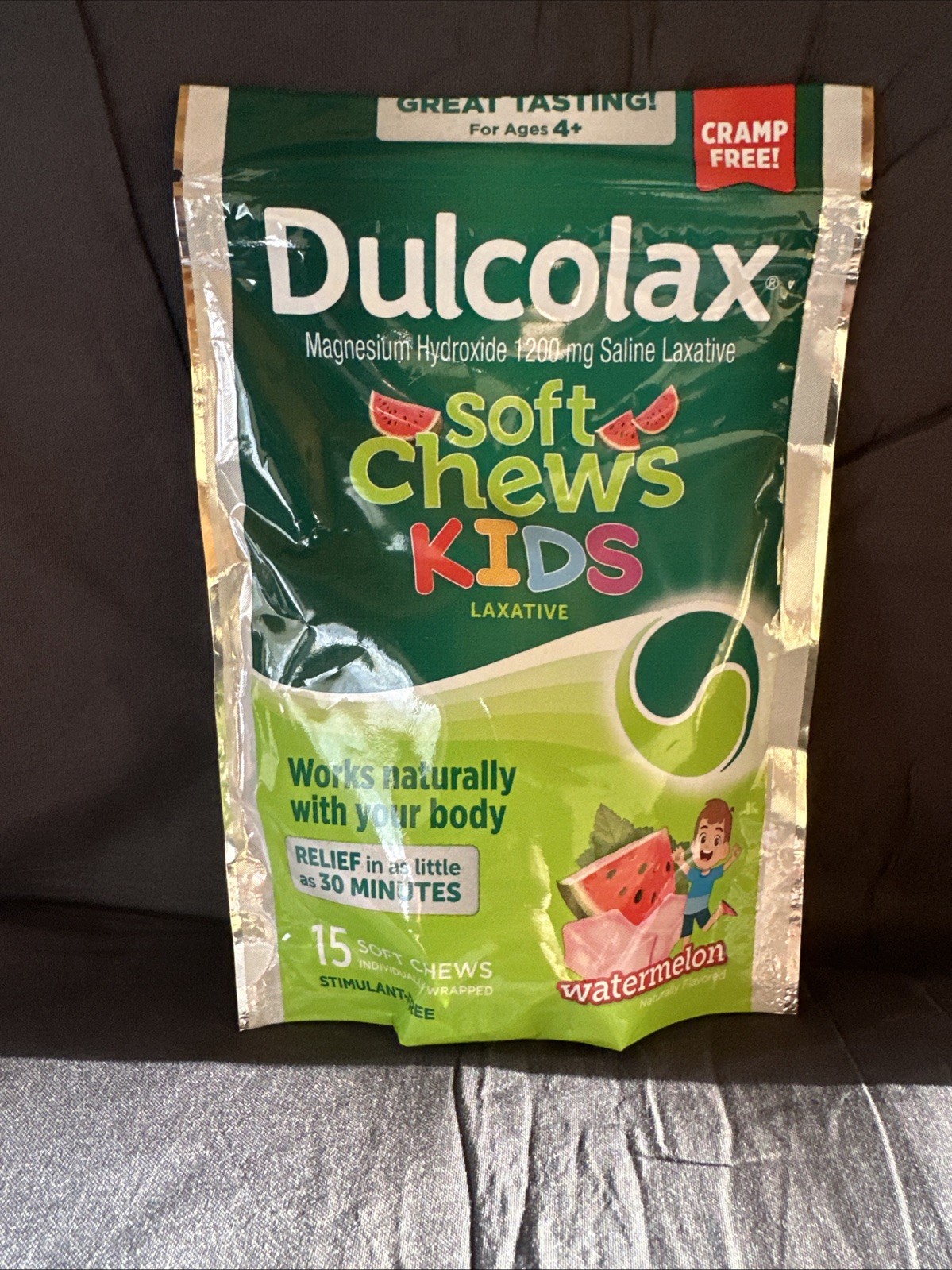Dulcolax Kids Saline Laxative Soft Chews Watermelon Gentle Relief 15 Count