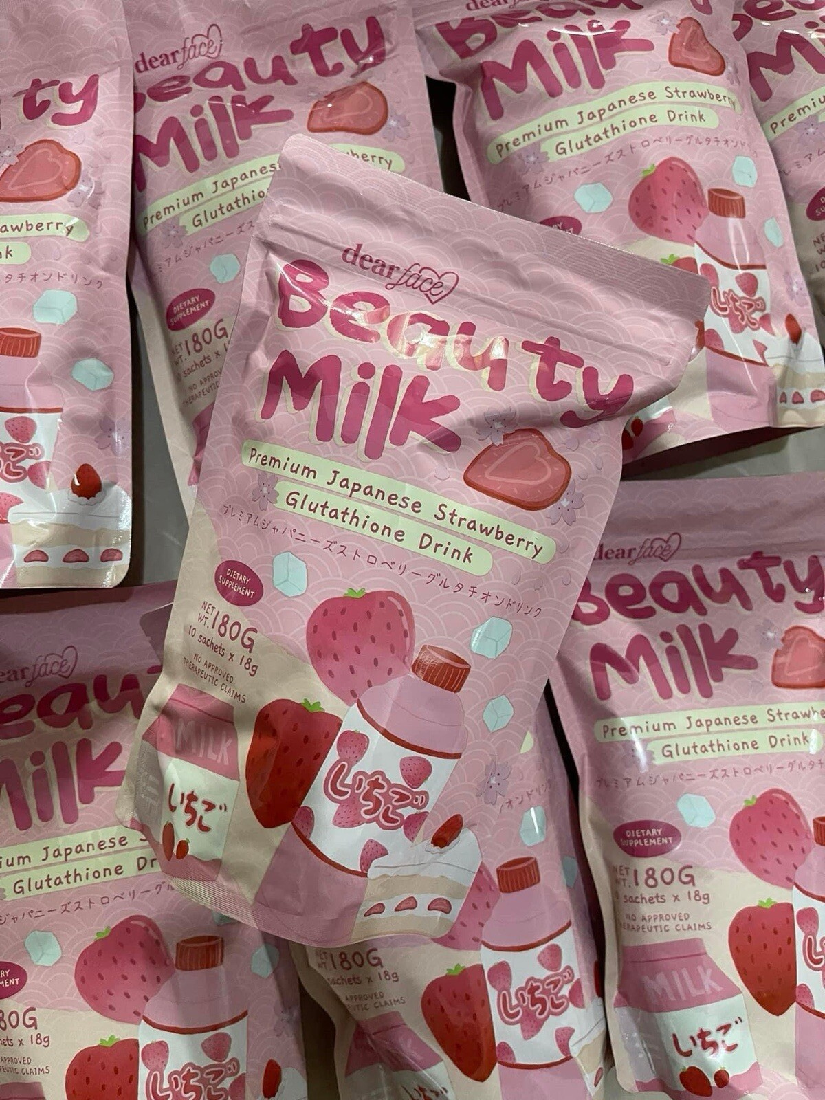 Dear Face Beauty Milk Japanese Collagen STRAWBERRY Drink (BUNDLE OF 2 PACK)