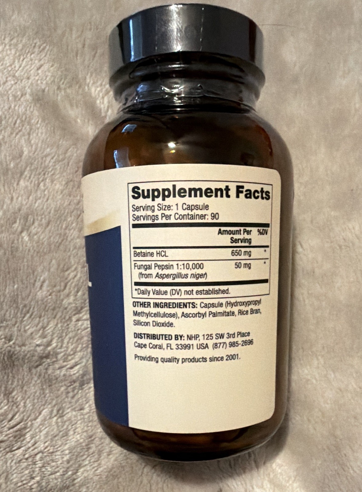 Dr. Mercola Betaine HCl + Pepsin 650mg Digestive Support Capsules 90 ct