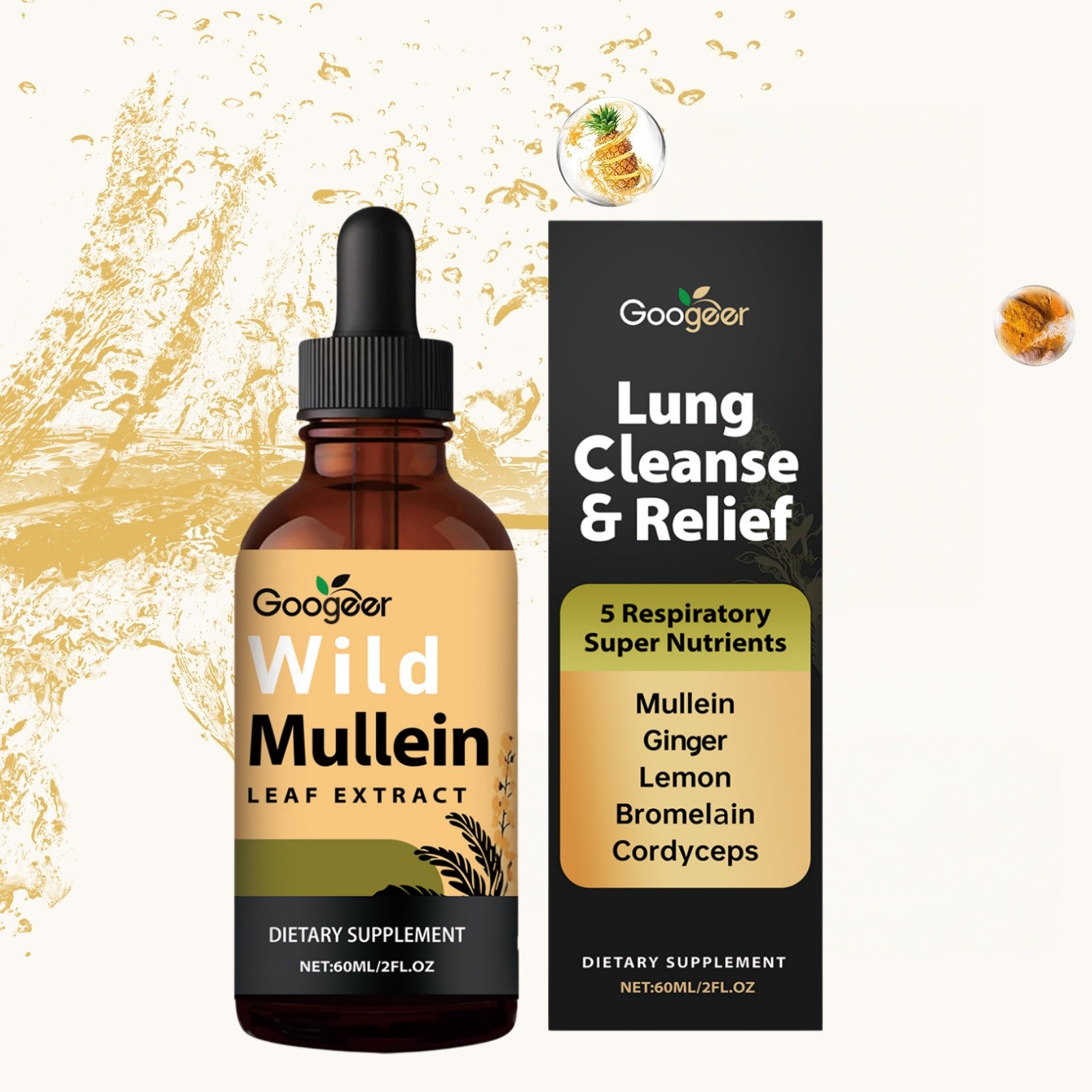Herbal Leaf Extract Organic for Lung Natural Lung Cleanse Drops Wild Mullein, US