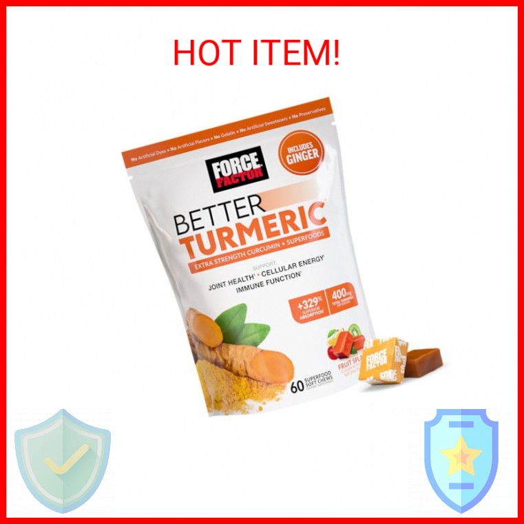 FORCE FACTOR Better Turmeric Supplement 400mg with Black Pepper & Ginger, Extra