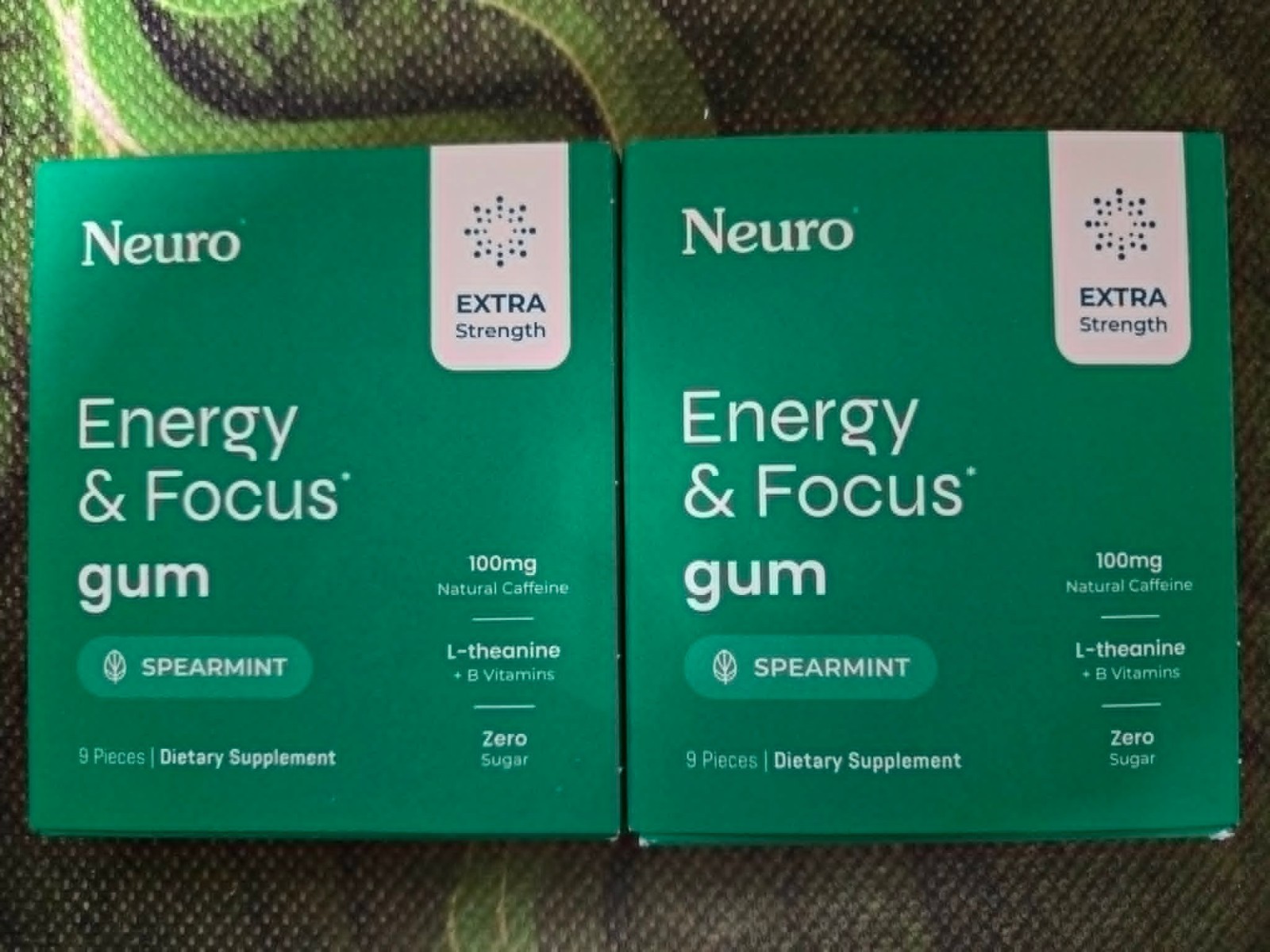 Neuro Gum EXTRA STRENGTH 100MG B-12 Nootropics Caffeine 2pk 18 pcs Boost Energy