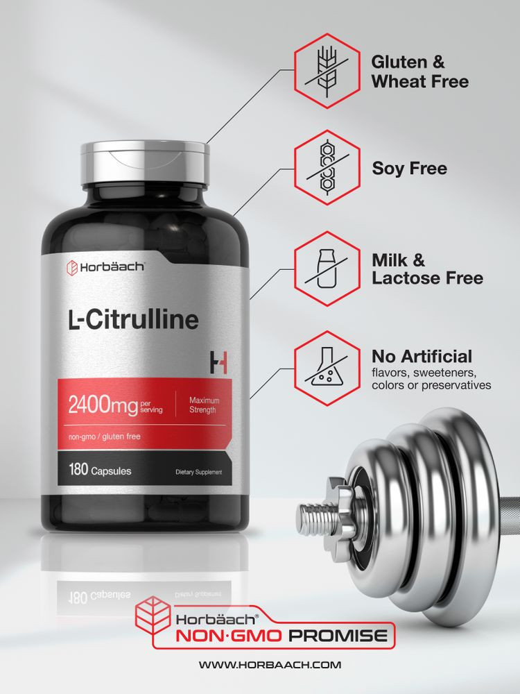 L Citrulline 2400 mg | 180 Capsules | Maximum Strength Supplement | by Horbaach
