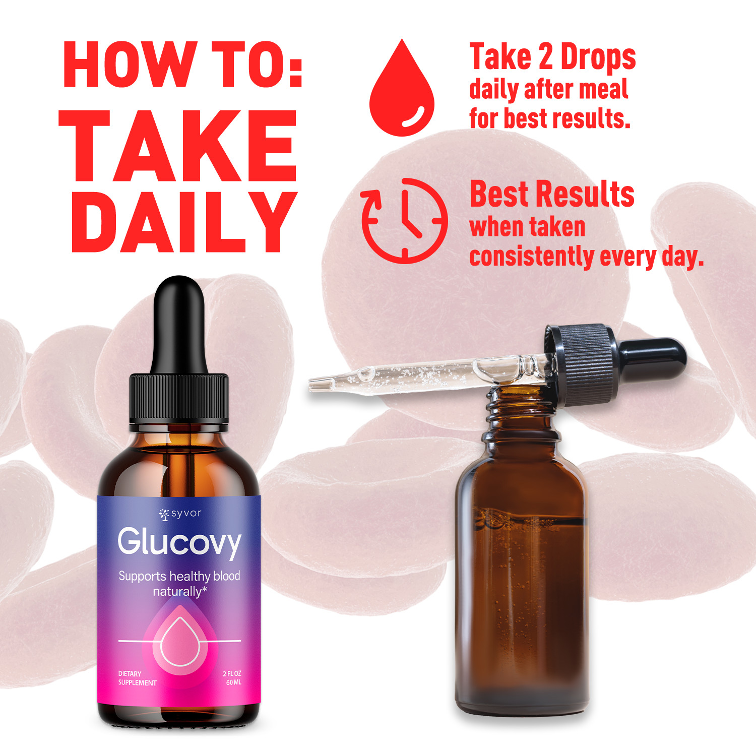 (3 Pack) Glucovy Blood Support Drops Advanced Vitamin Supplement 90 Servings