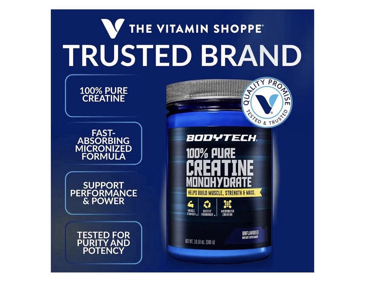 BodyTech Monohydrate 💯% Creatine Monohydrate Powder, Unflavored 300 g