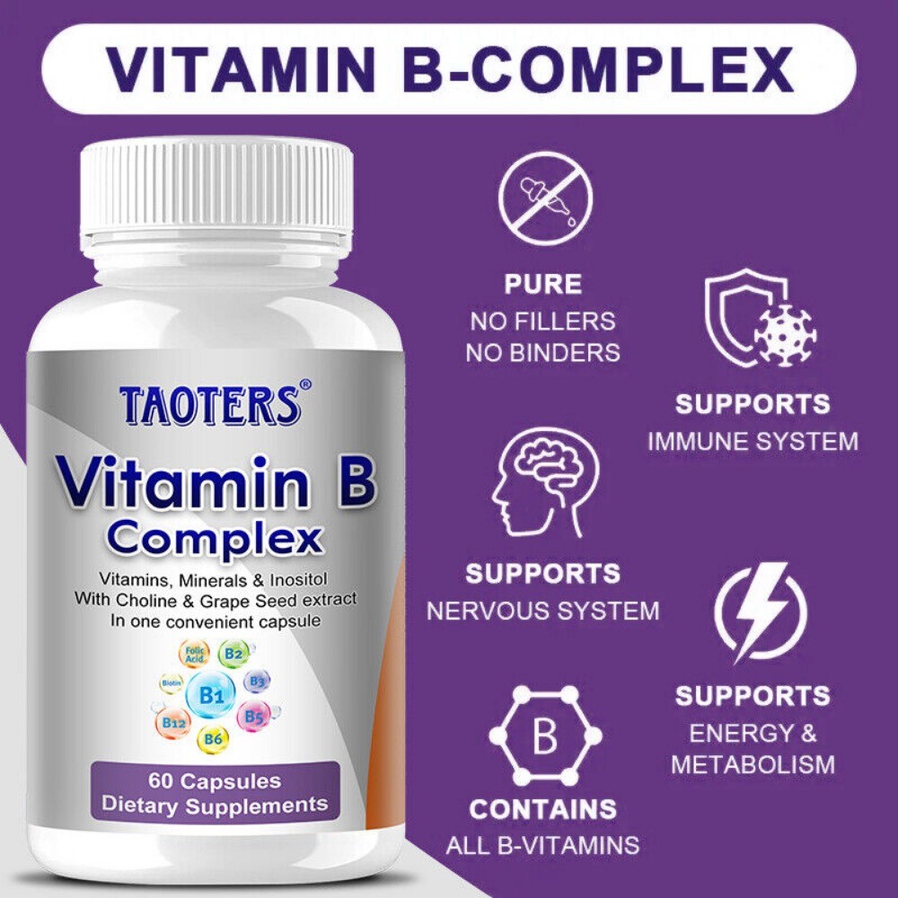 Vitamin B Complex, 60 Capsules With Minerals – High Potency Immune Support