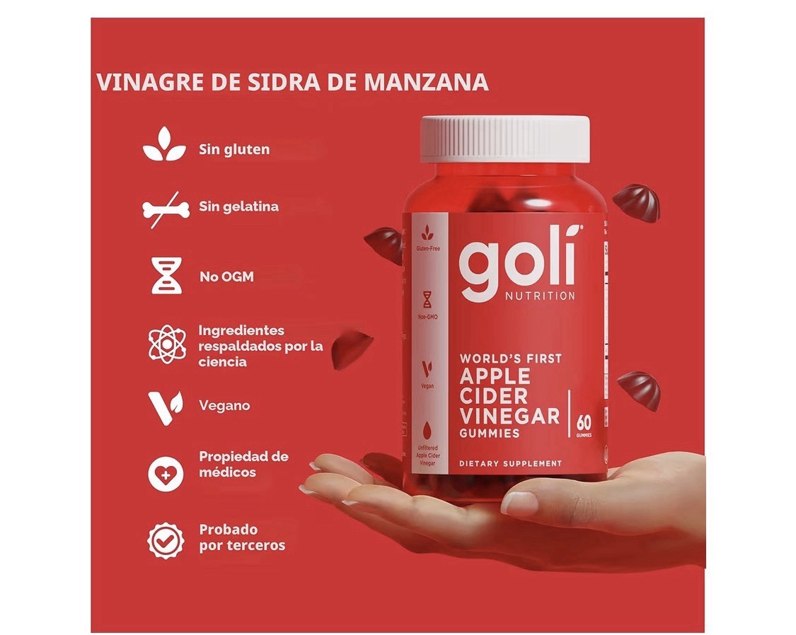 Goli Nutrition Apple Cider Vinegar Gummies w/ Vitamin B12 Vegan 60 Ct