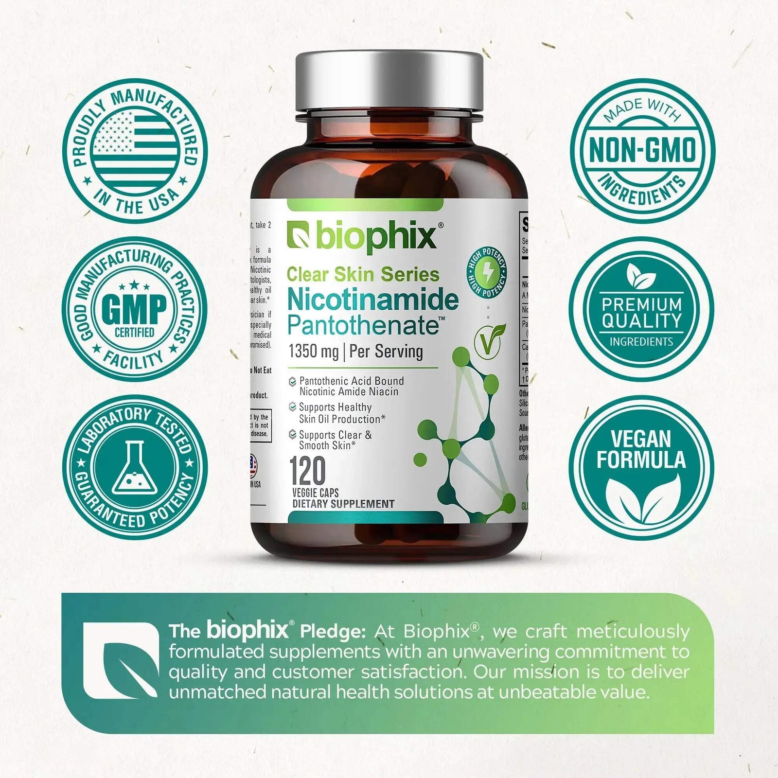 biophix Nicotinamide Pantothenate 1350 mg 120 VCaps