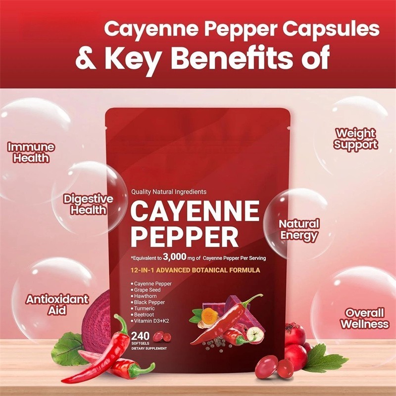 1PCS Cayenne Pepper Softgels Supplement, Aids Leg VeinHeart & Blood Vessel P