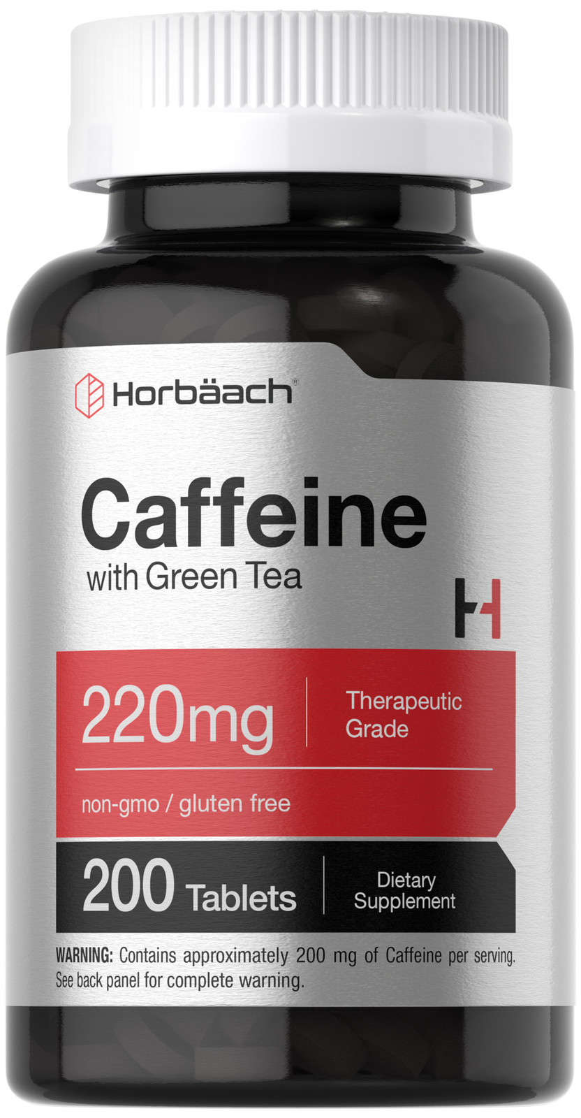 Caffeine Pills 200mg | with Green Tea | 200 Tablets | Vegetarian | by Horbaach