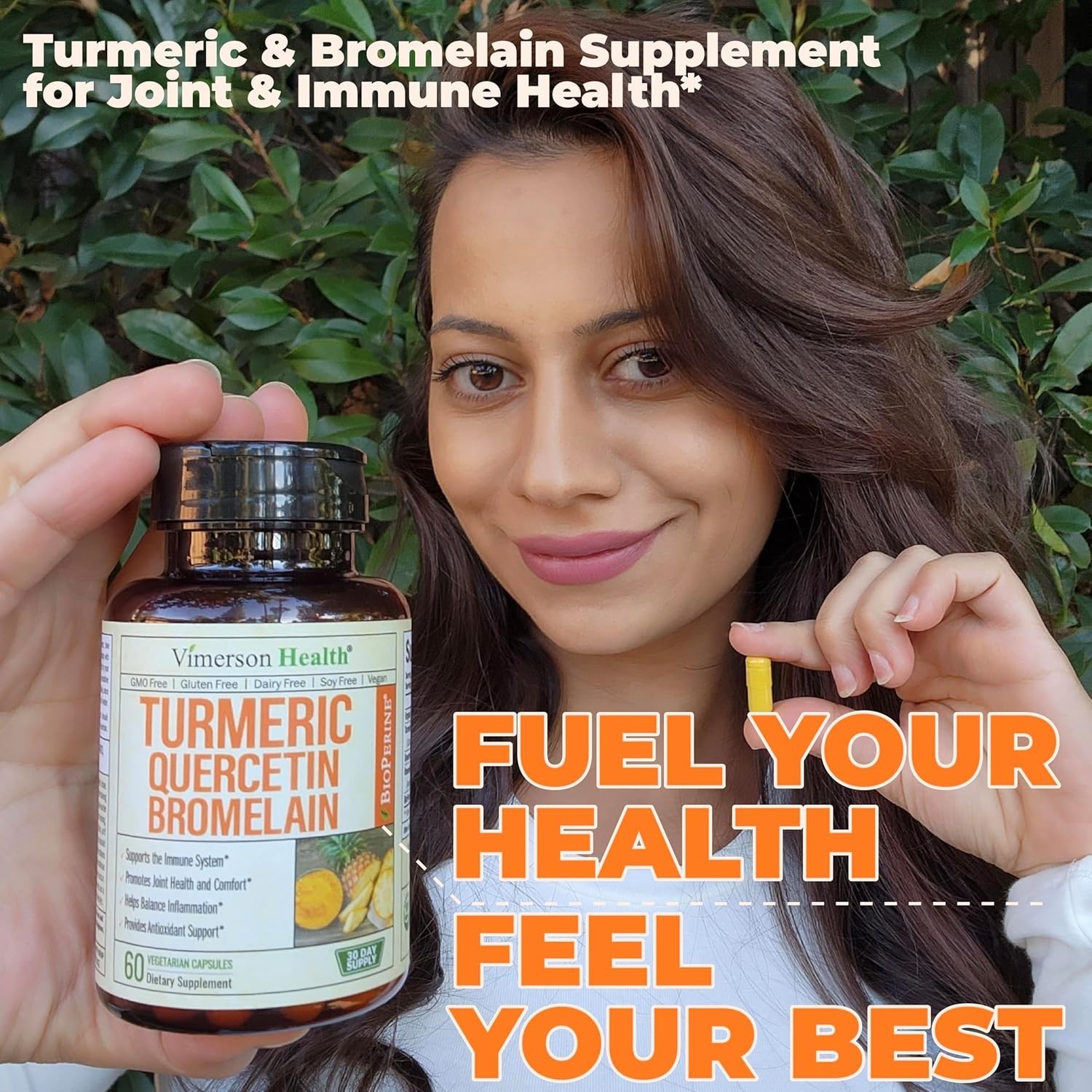 Quercetin with Bromelain Turmeric Curcumin Supplement – Allergy Relief, Immune &