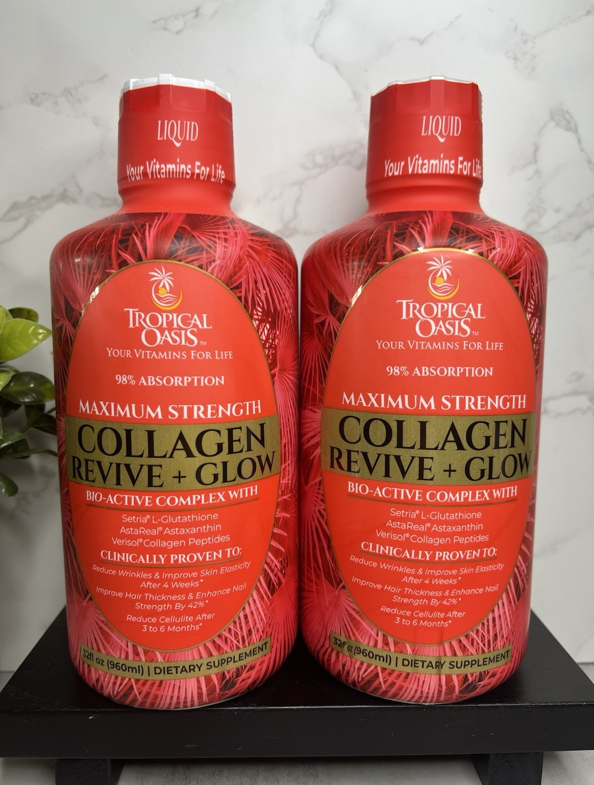 Tropical Oasis Collagen Revive Strawberry Mango 32 fl oz Two Pack Exp 12/2027