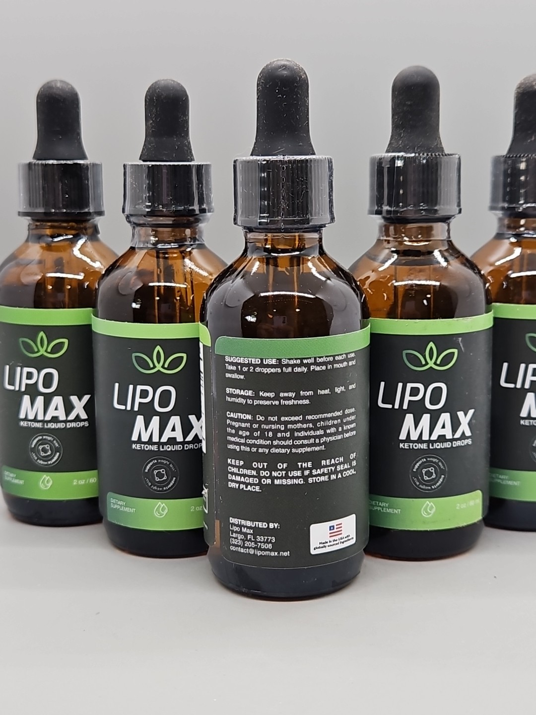 {L4} (5 Pack) Lipo Max Drops Advanced Formula Health & Fitness Supplement