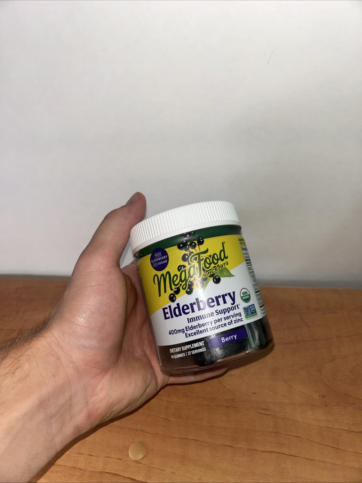 MegaFood Elderberry Immune Support Gummies 400mg Berry 54 Ct USDA Organic