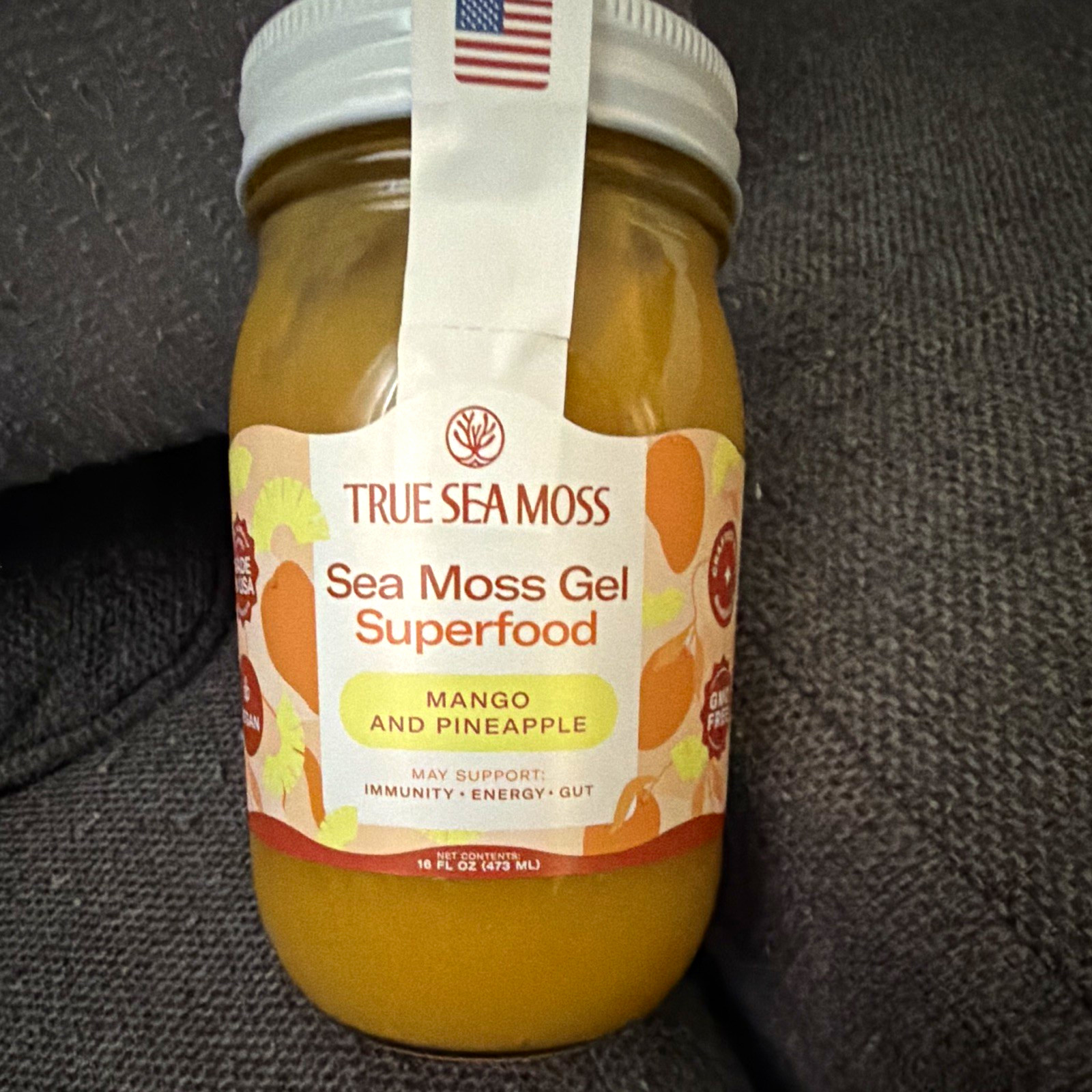 True Sea Moss Gel Mango & Pineapple 16 fl oz Immune Energy Support Gluten-Free