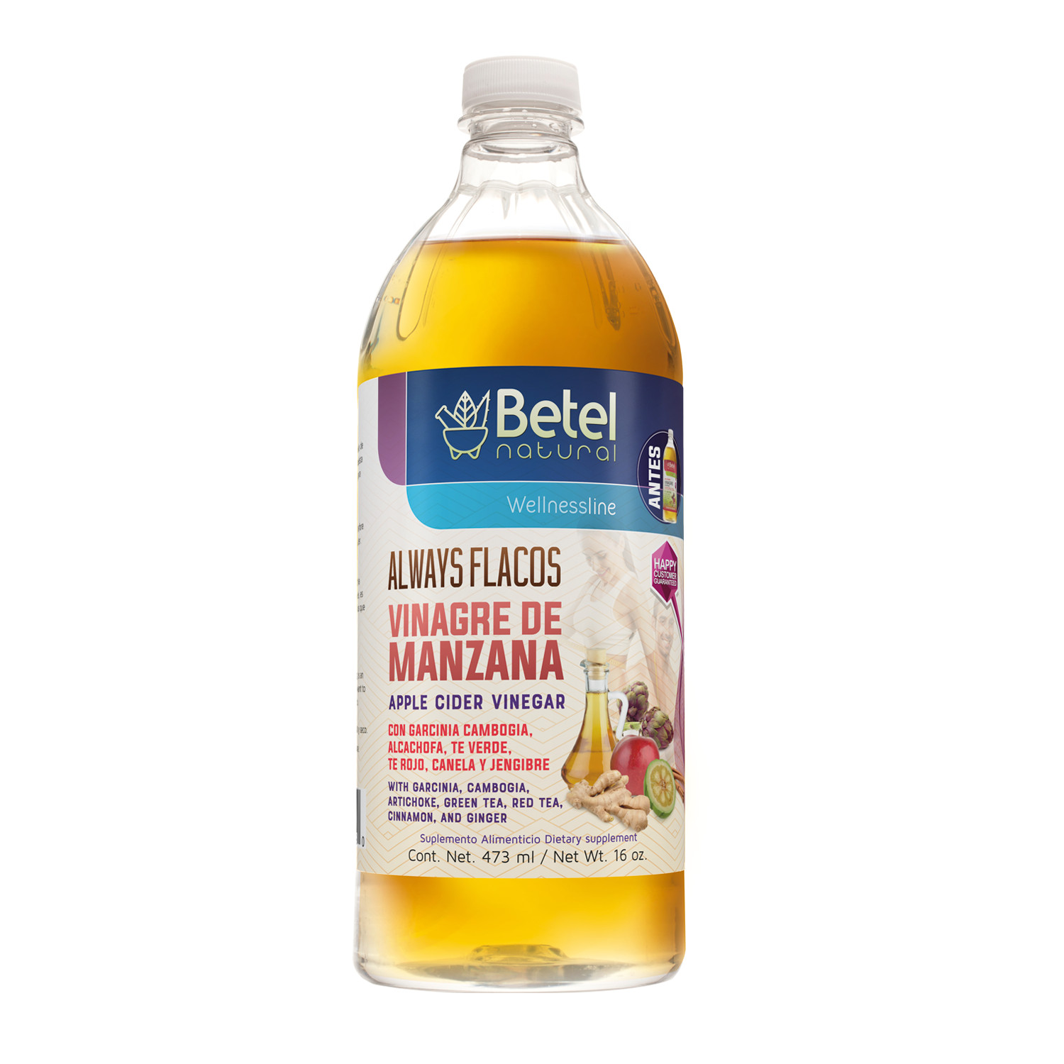 Betel Natural Always Skinny Plastic Vinegar – Natural Ingredients – 16 Oz