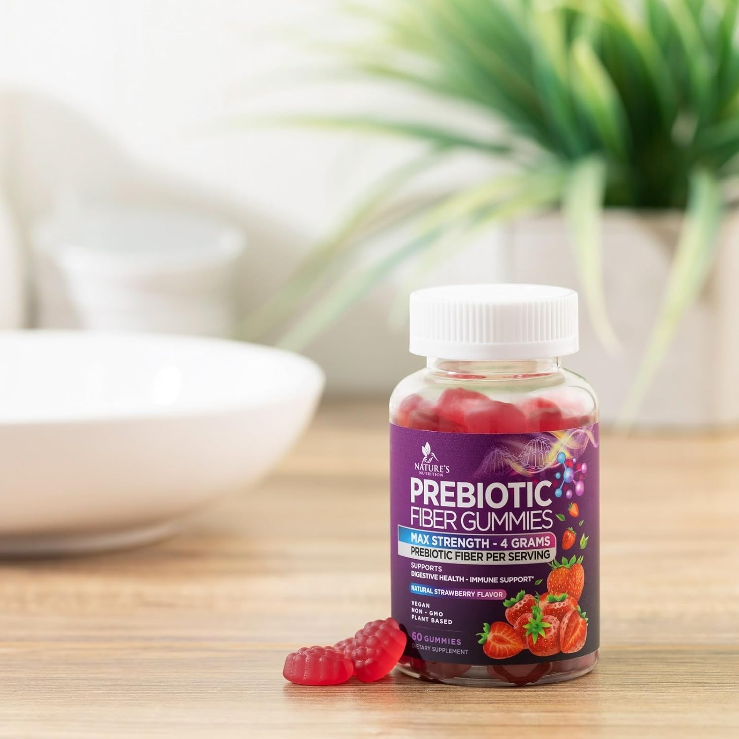 Fiber Gummies for Adults, Daily 4g Gummy Fiber Supplement, Prebiotic Gummy Chews