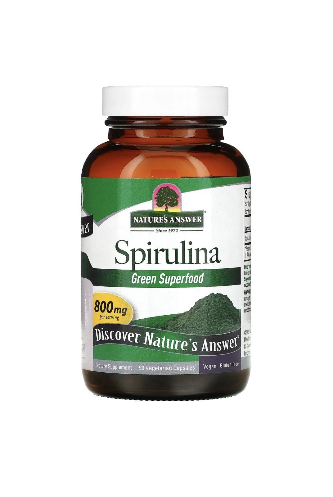 Nature s Answer Spirulina 800 mg 90 Vegetarian Capsules Cruelty-Free, GMP