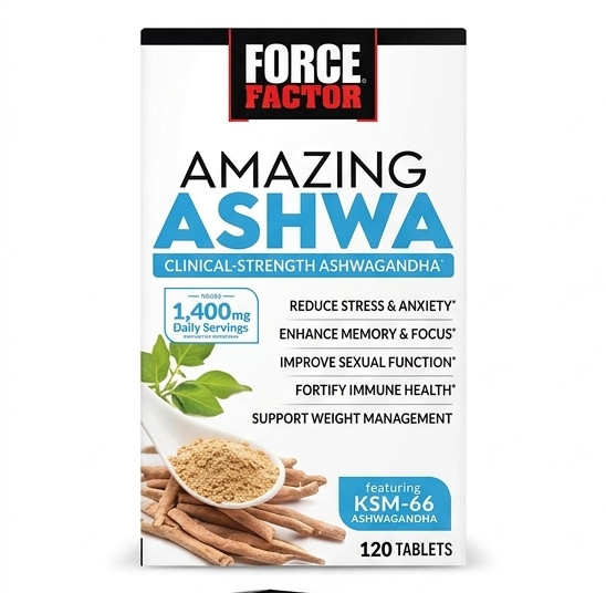 Force Factor Amazing Ashwa KSM-66 Ashwagandha Stress Support Tablets 120