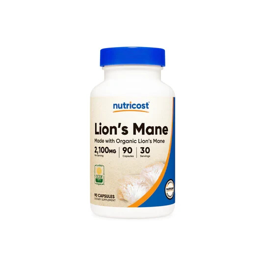 Nutricost Lion’s Mane Mushroom Organic 90 Caps – 30 Servings EXP 03/2027
