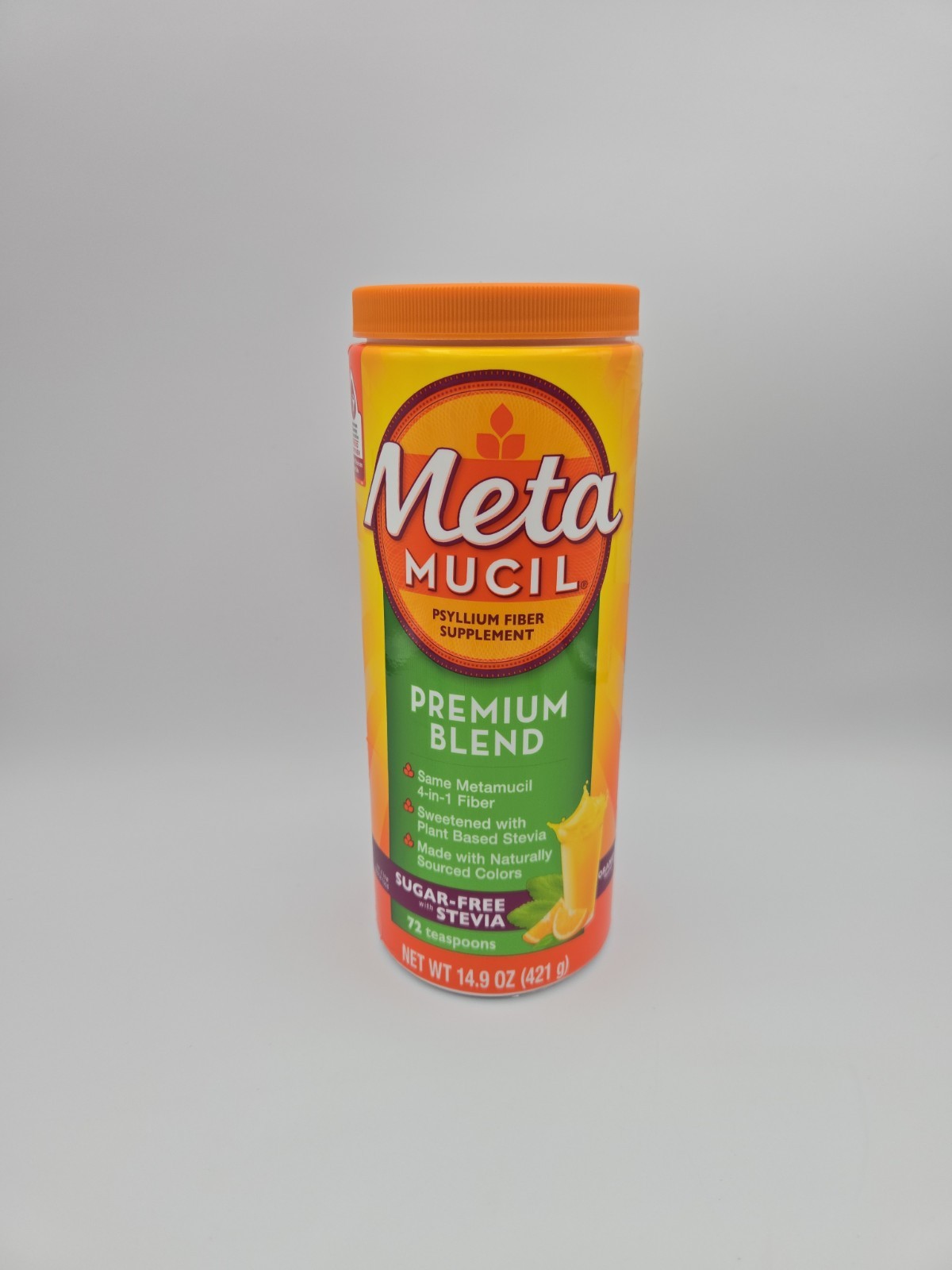 Metamucil Premium Blend Sugar-Free with Stevia – Orange (72 teaspoons) 06/2027