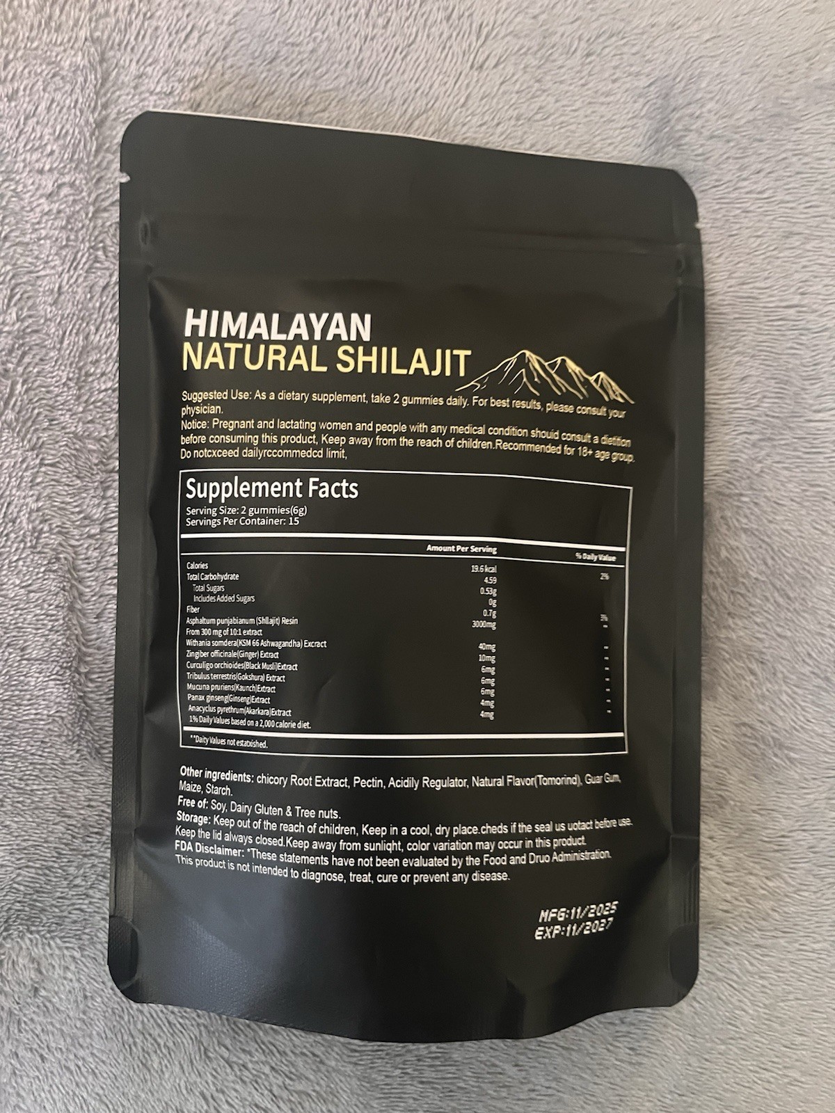 Torlen Himalayan Shilajit Gummies 3000mg 30ct Tamarind No Sugar Gelatin Free