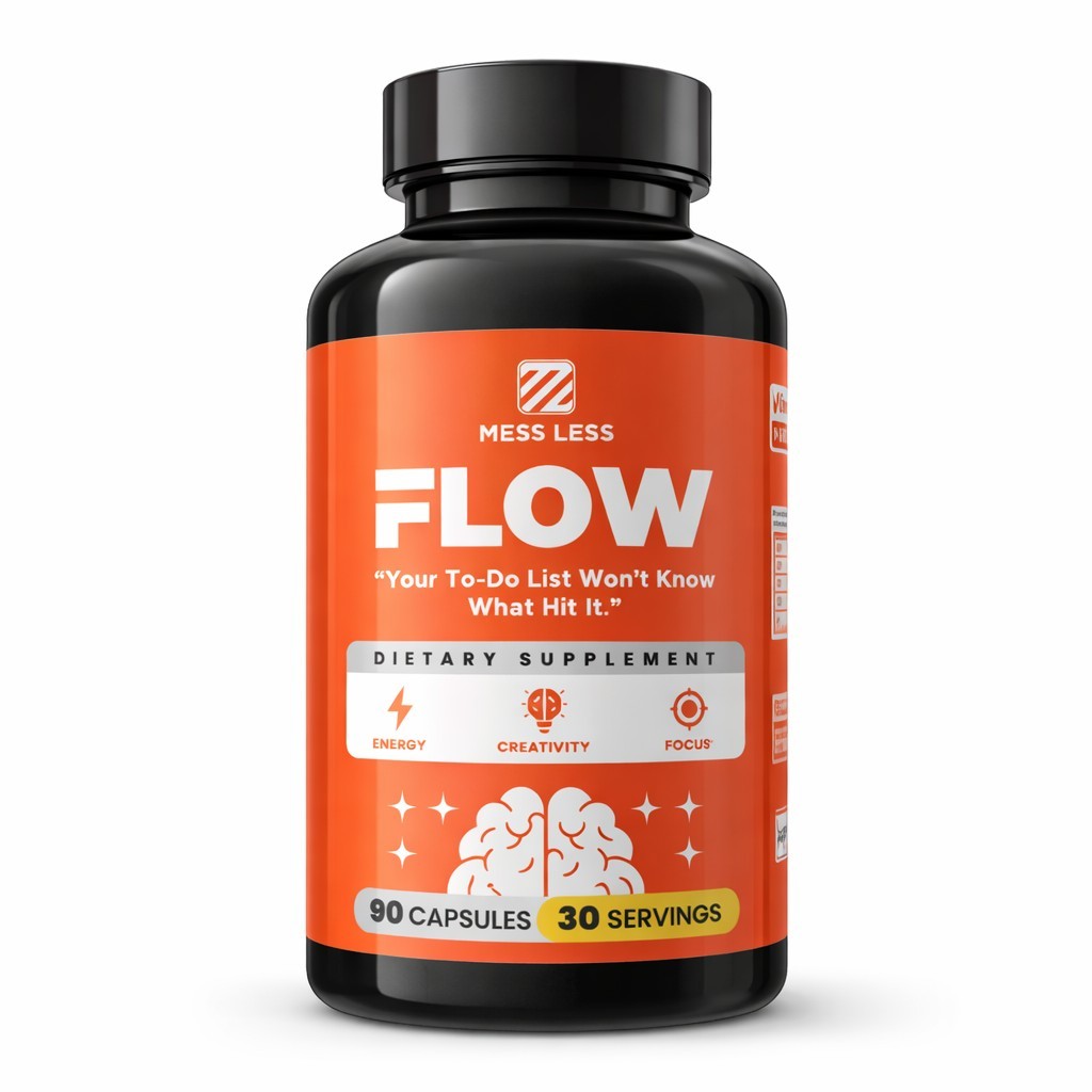 Mess Less FLOW Dietary Supplement Energy, Creativity, Focus. Exp: April 2027