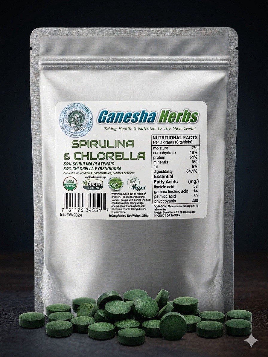 Chlorella Spirulina Tablets (500mg/Tablet) ORGANIC 4 Months Supply! BEST PRICE!