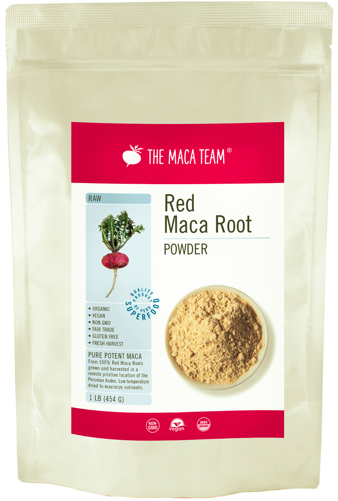 Raw Organic Red Maca Powder – Fresh Harvest From Peru – 1 lb 50 servings