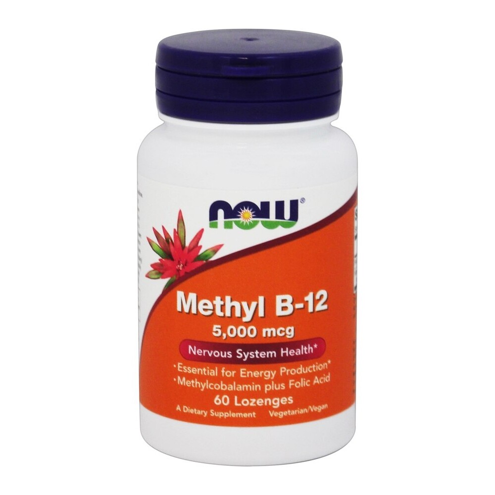 NOW Foods Methyl B12 with Folic Acid 5000 mcg., 60 Lozenges