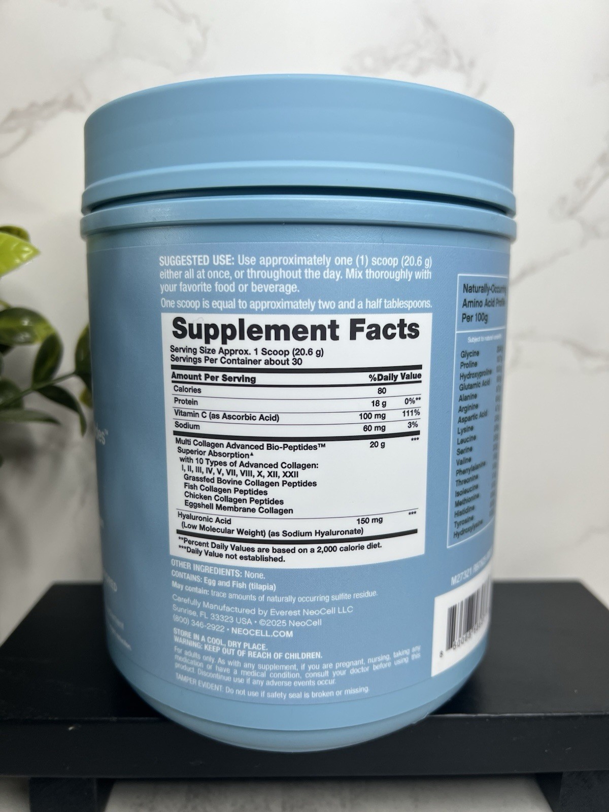 NeoCell Multi Collagen Advanced Bio-Peptides Powder Unflavored 22oz Exp 10/28