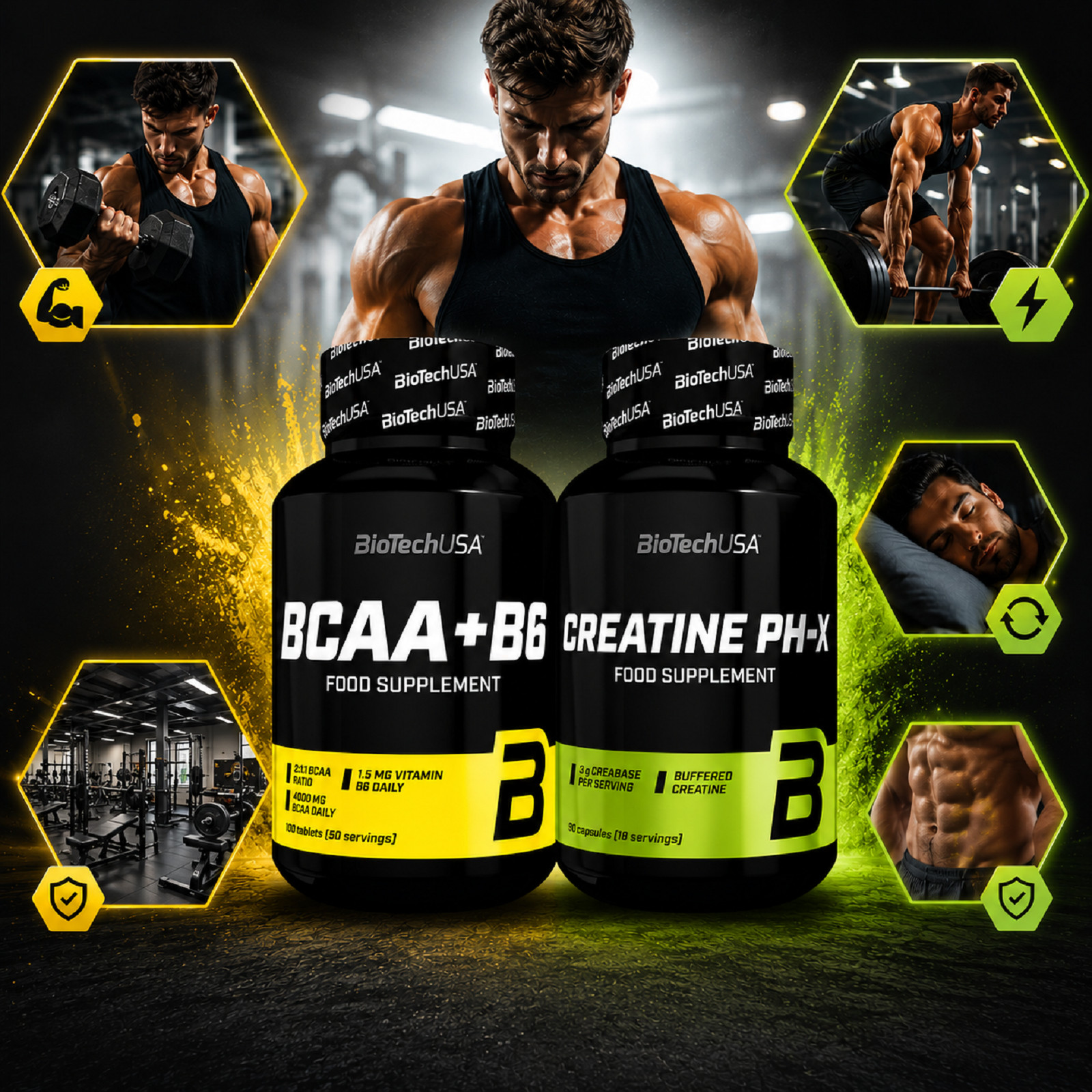 BCAA + VIT B6 + CREATINE PH-X – More energy Muscle growth Recovery Regeneration