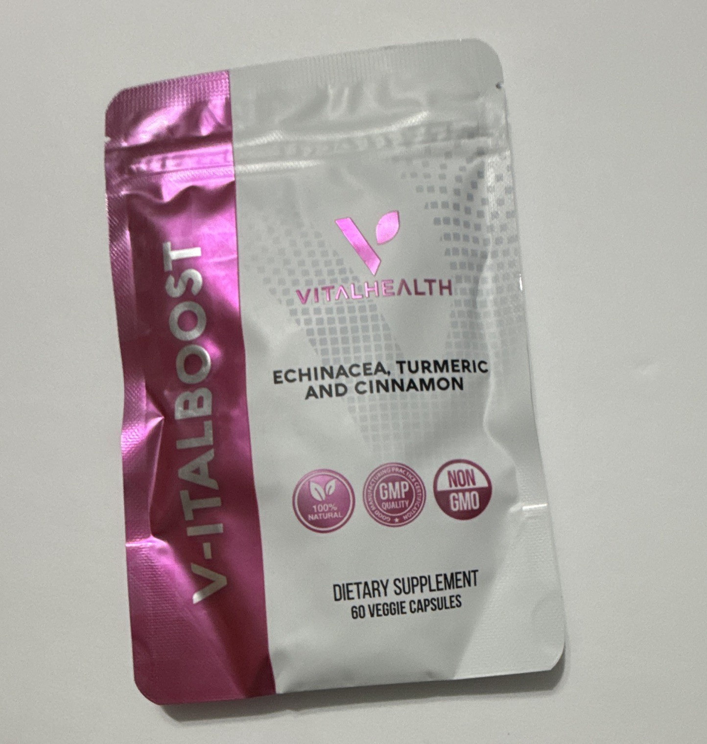 VitalHealth V-TALBOOST Echinacea Turmeric Cinnamon Vitamins C D3 60 Capsules