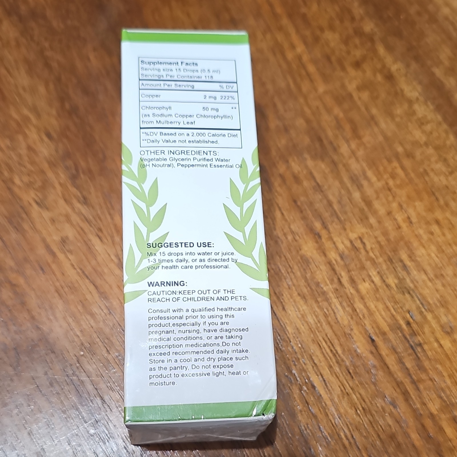 Benevolent Nourishment Liquid Chlorophyll Gluten-Free 2 fl oz Exp 08-2028