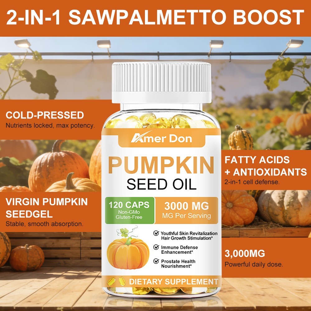 Pumpkin Seed Oil Saw Palmetto 3000mg 240 Softgels Bladder Health, Immune Support