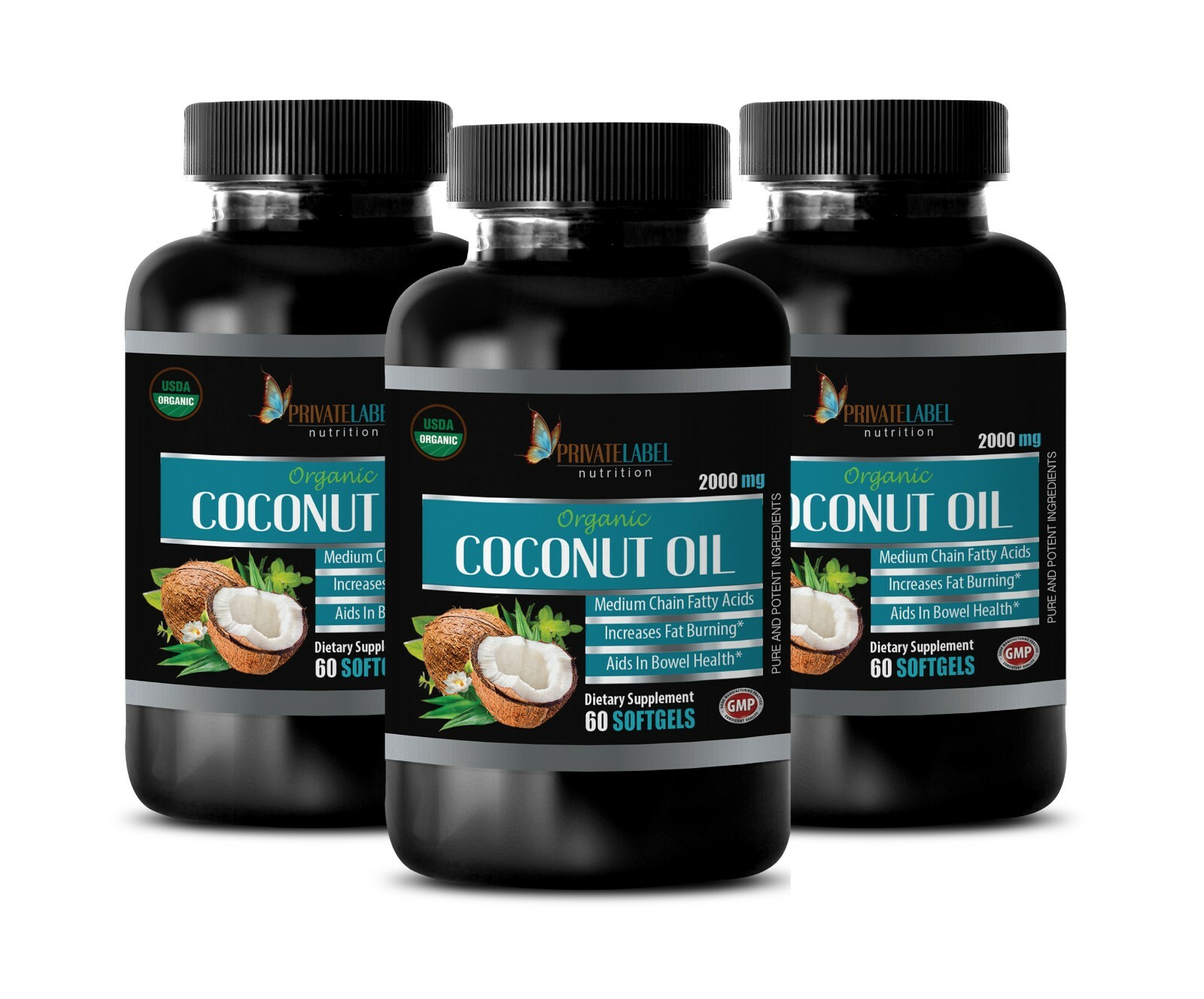 anti aging regenerative – ORGANIC COCONUT OIL – to digest ketosis easily 3 BOTTL