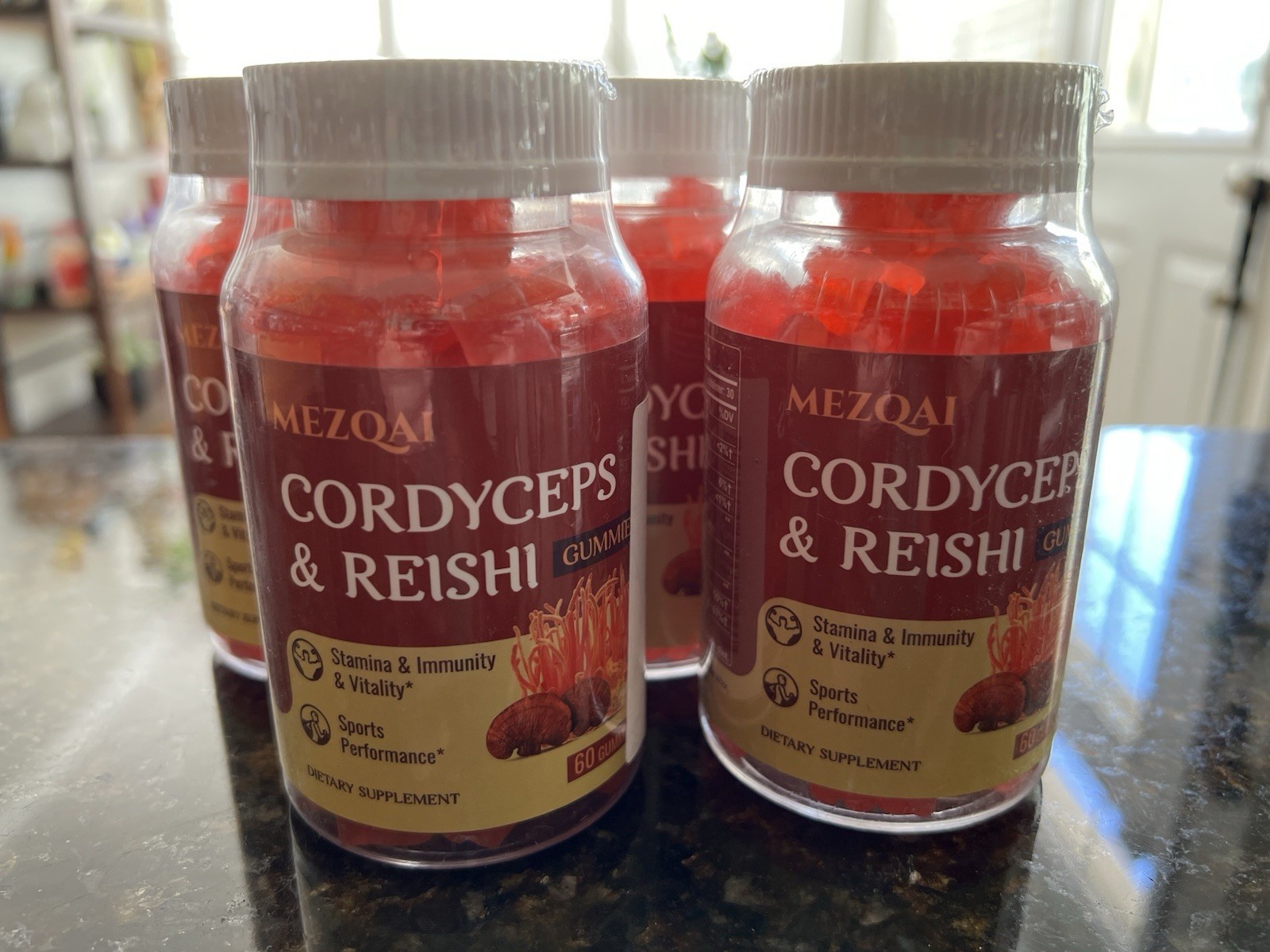 Lot of 4 Mezqai Cordyceps & Reishi Gummies Dietary Supplement (60 Ct.) – Sealed