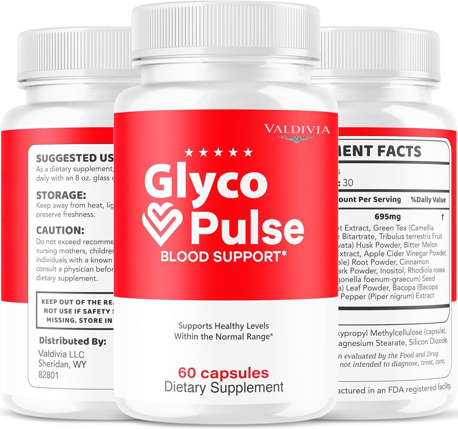 Valdivia GlycoPulse 60 Capsules Blood Sugar Support Supplement Made in USA