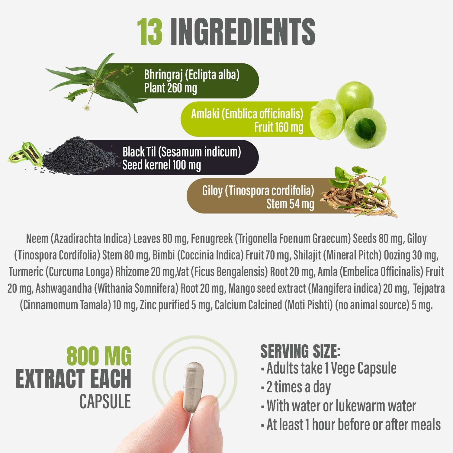 Hair Health (For Support Hairs) (Herbal Supplement) 120 Vege Capsules,800mg Each