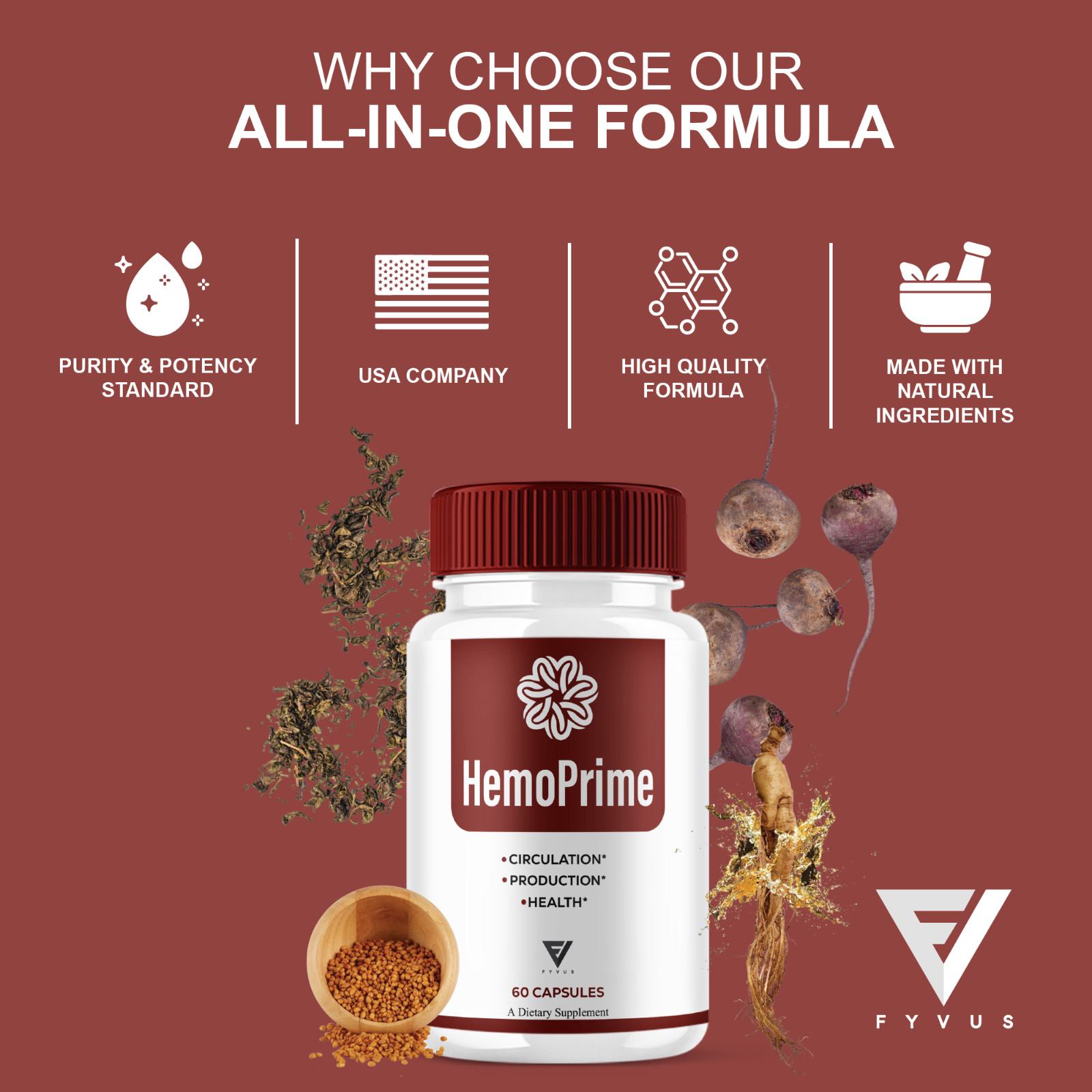 HemoPrime Male Performance, Hemo Prime Support (60 Capsules)
