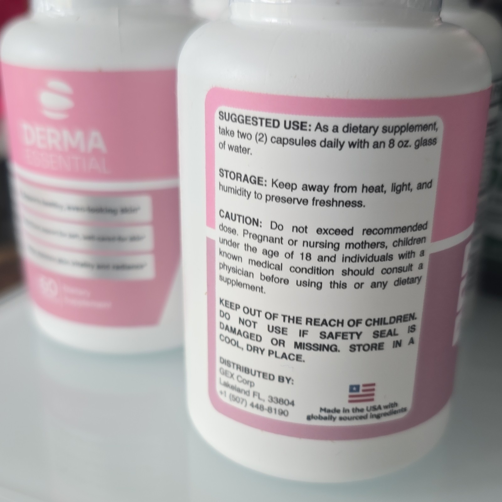 Derma Essential Skin Health Dietary Supplement 60 Capsules Vitamins C B3 E USA