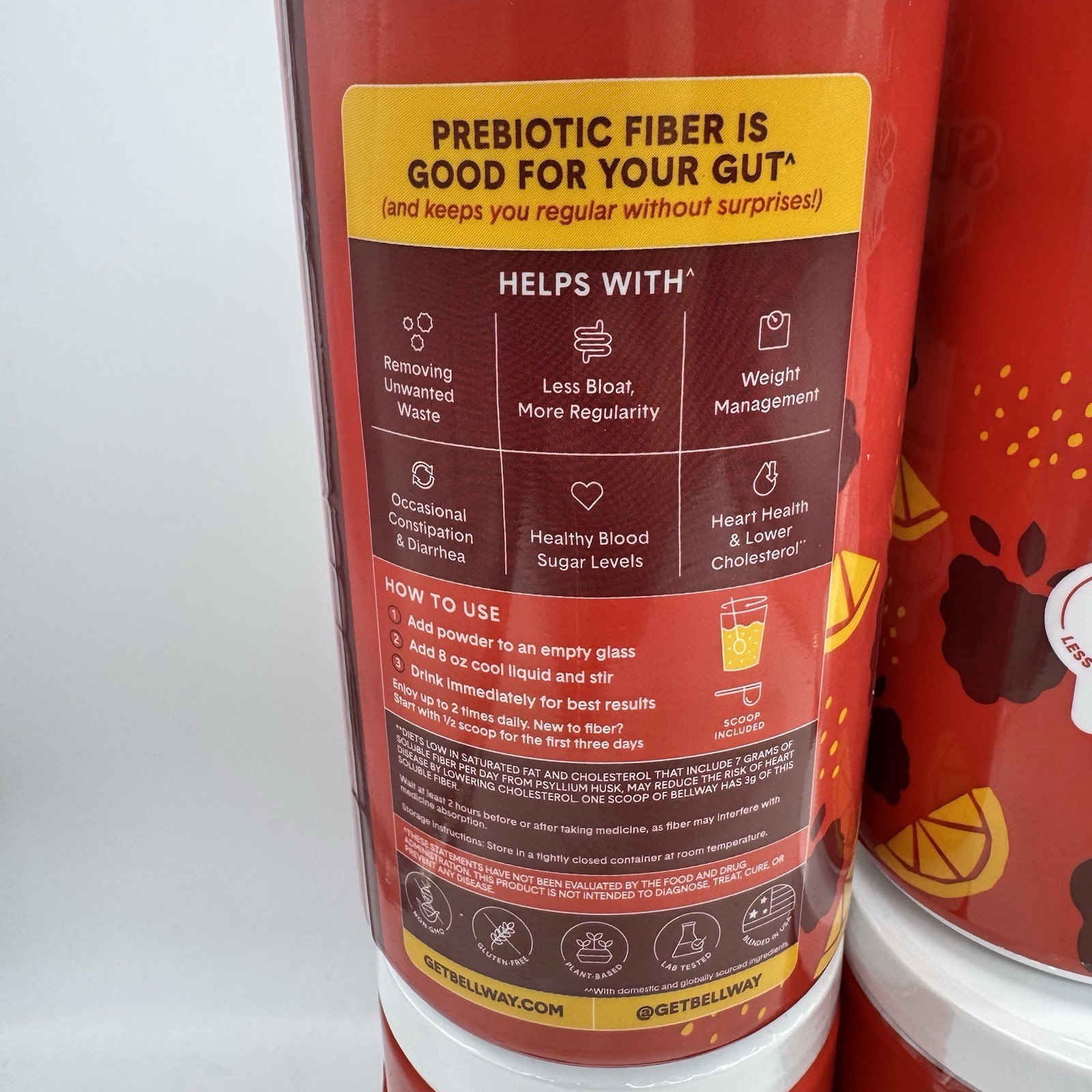 8 X Bellway Super Fiber + Fruit Psyllium Husk Raspberry Lemon 18 oz Each Fast