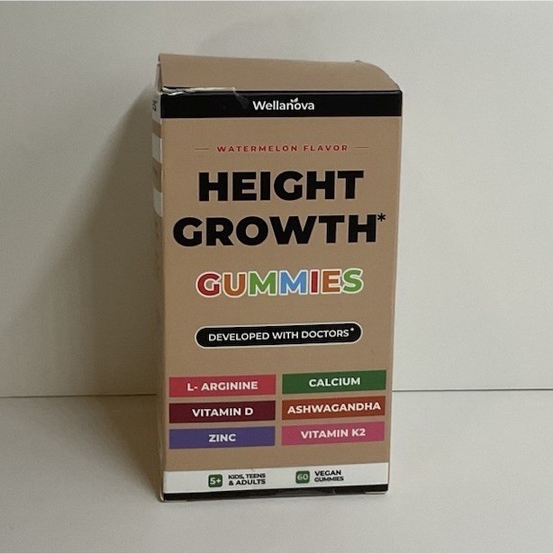 Wellanova Height Growth Vegan Gummies Watermelon Natural Ingredients 60 Pack