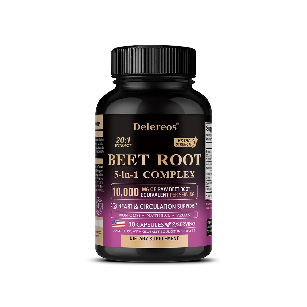 5in1 Beet Root Complex10000mg 30~120Caps with Hawthorn&Hibiscus for Circulation