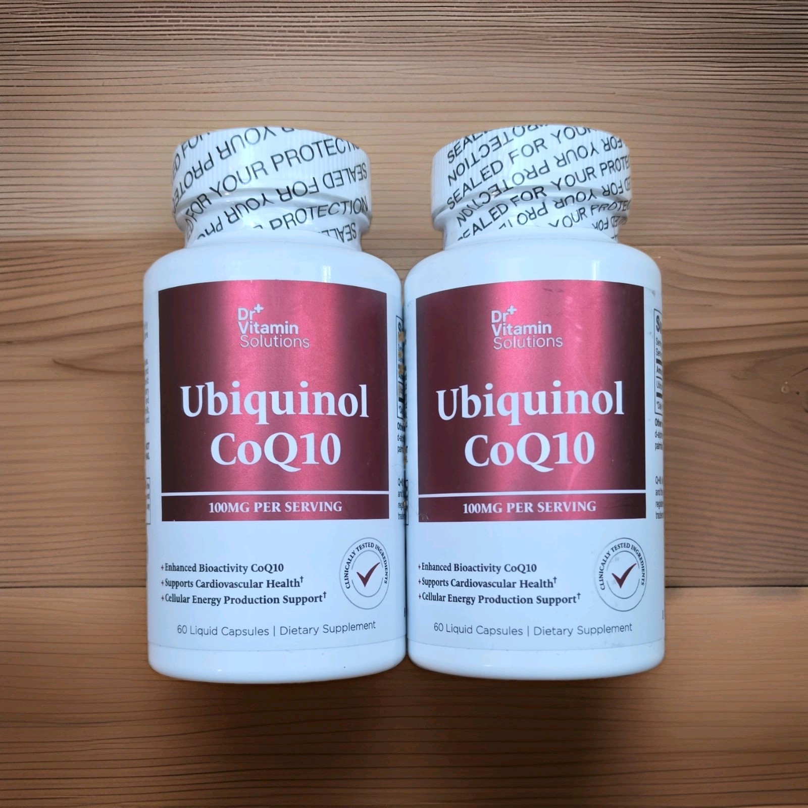 2 X Dr Vitamin Solutions Ubiquinol CoQ10 100mg Non-GMO 120 Liquid Capsules