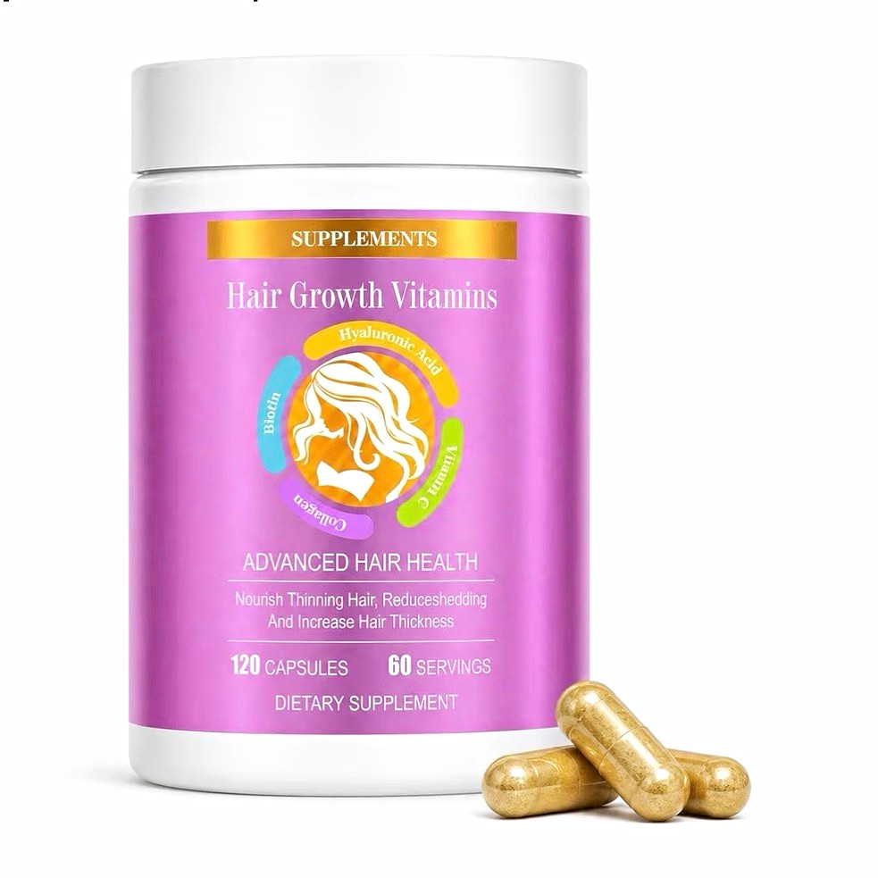 Hair Growth Supplement Capsules 120 Count w/ Biotin Collagen Hyaluronic Acid
