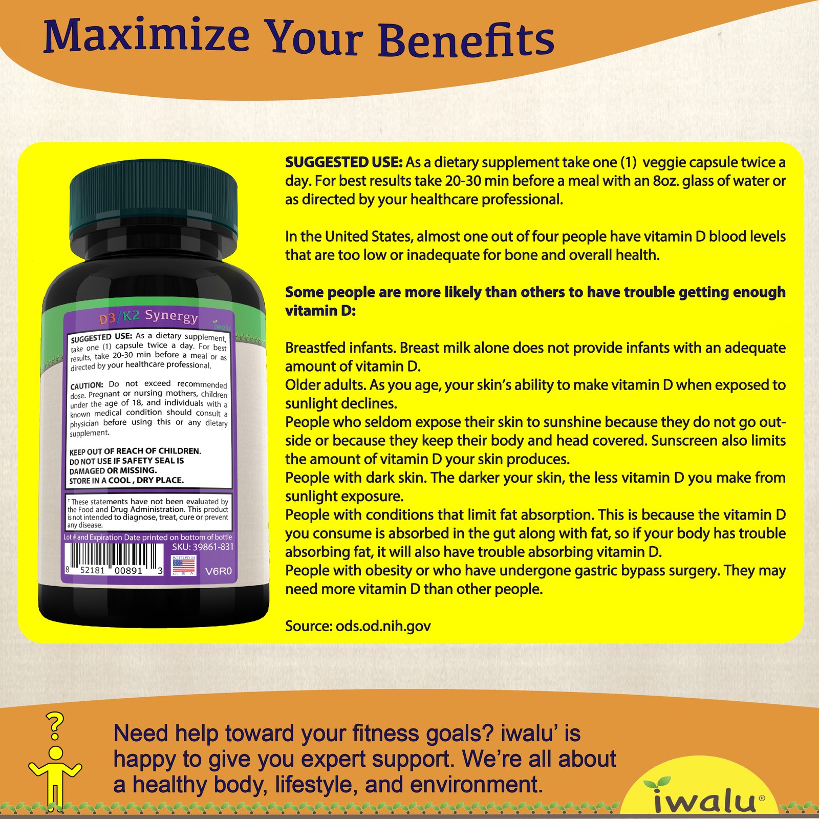 Best Vitamin D 25 Hydroxy Calciferol, IWALU (Official) *FREE SHIPPING Same Day