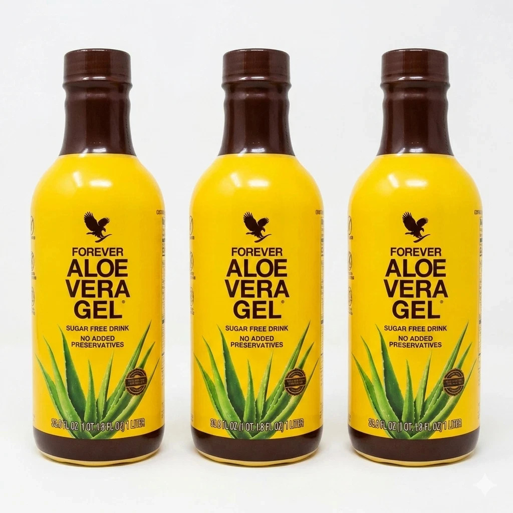 Forever Aloe Vera Gel Vital Health Grace 3 x 33.8oz Bottles Pure Drink 99.7%