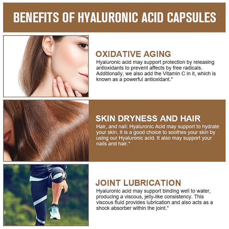 Hyaluronic Acid 250mg Biotin Vitamin C Joint, Connective Tissue Support